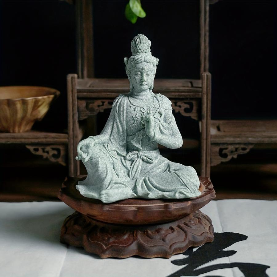 観音 菩薩 銅製 仏像 台付　彫刻 置物 開運 風水 骨董 古美術 アンティーク 水月観音 観音 菩薩 像 仏像 石 彫刻 開運 健康運 金運 財運 家庭運