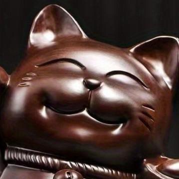招き猫 ネコ 像 オブジェ 置物 木製 木 財運 金運 運勢アップ 風水