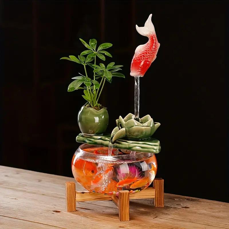 卓上噴水 ミニ噴水 三層噴水 水 鯉 金魚 金魚鉢 ヒーリング 癒し 瞑想