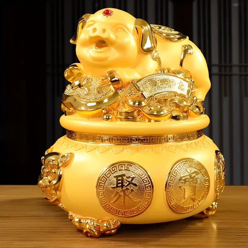 金の豚 貯金箱 置物 オブジェ 黄金 金色 干支 金運アップ 開運 商売 
