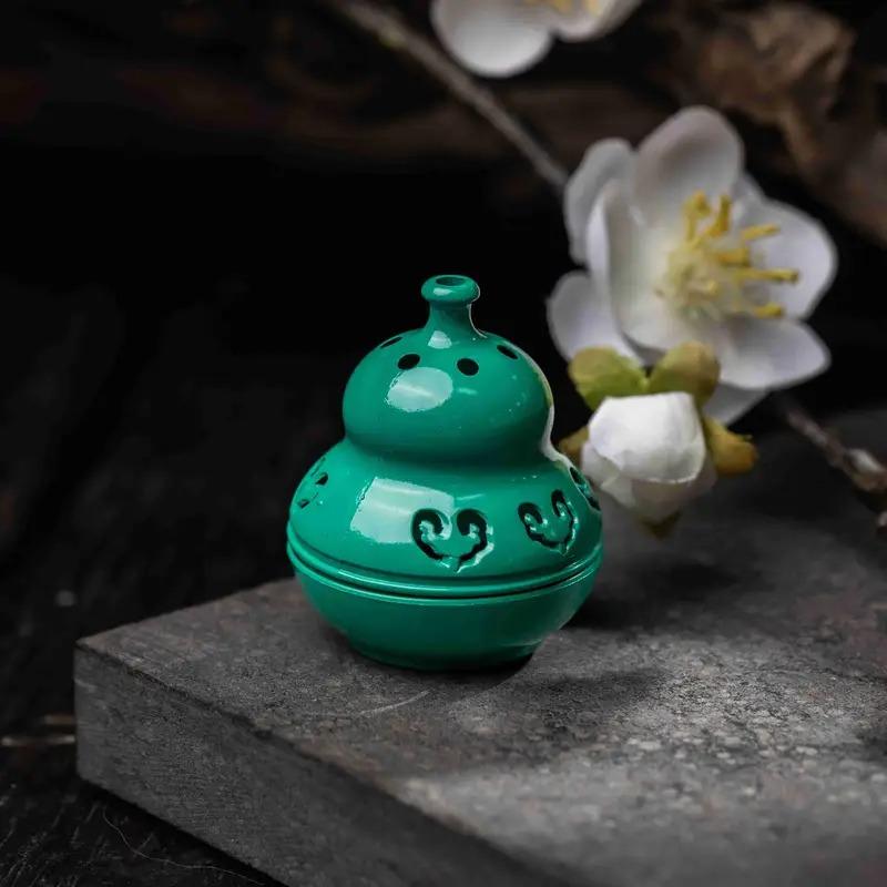 茶香炉 十角形 透かし瓢箪 香炉 香炉禅飾り 瓢箪 ひょうたん グリーン 緑 お香 お香立て 線香