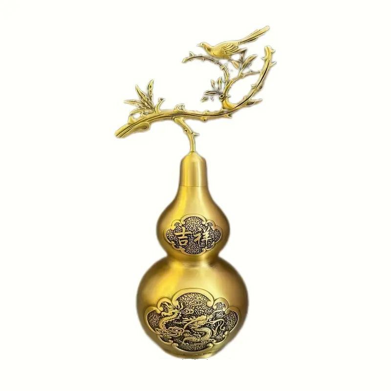 牛 瓢箪 金属製 置物 約2.5kg アンティーク オブジェ 瓢箪 オブジェ 置物 ひょうたん 金 ゴールド ブロンズ 縁起物 家内安全