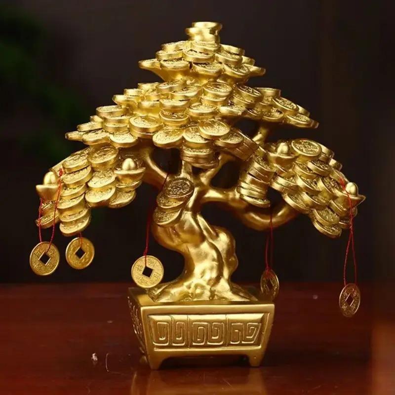 金のなる木 金 黄金 ゴールド 豪華 招財樹 富 繁栄 オブジェ 置物