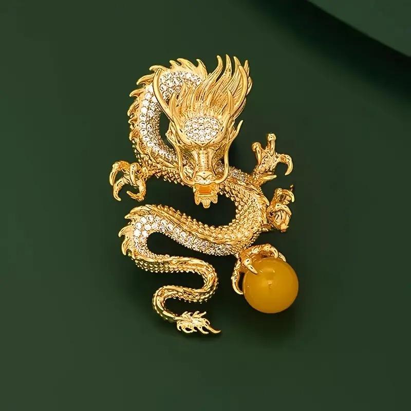 龍 ドラゴン 金 黄金 ゴールド ブローチ アクセサリー 金龍 風水 開運