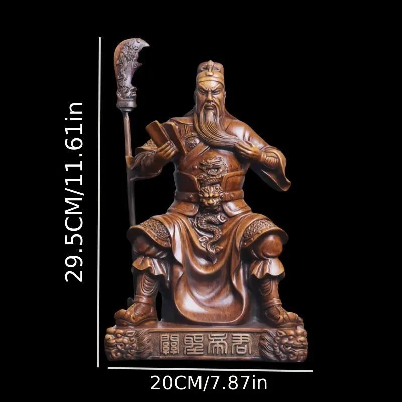 関羽像 関羽雲長 三国志 ブラウン 樹脂製 武士像 置物 オブジェ 縁起物