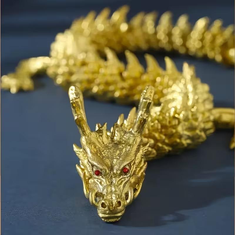 ドラゴン 龍 神龍 金色 気高い 金属製 10cm オブジェ 卓上置物 風水