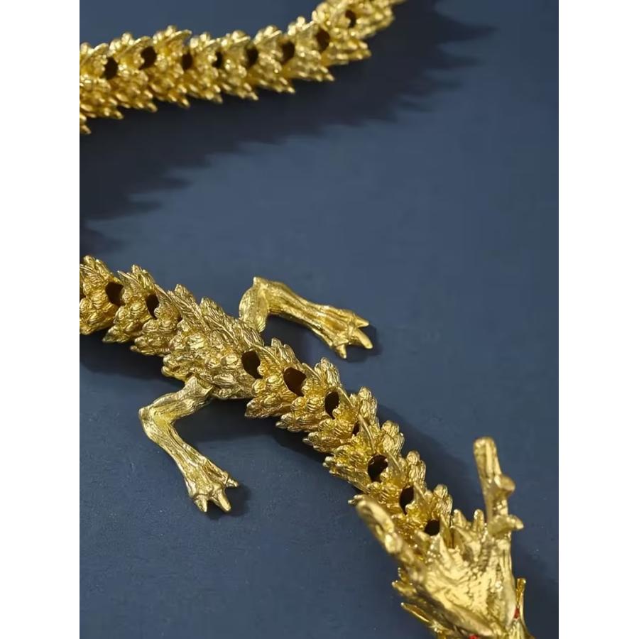 ドラゴン 龍 神龍 金色 気高い 金属製 10cm オブジェ 卓上置物 風水