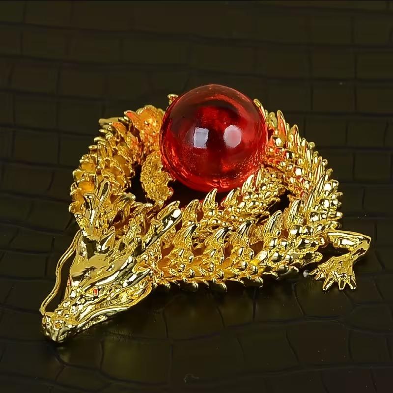 ドラゴン 龍 神龍 金色 気高い 金属製 10cm オブジェ 卓上置物 風水