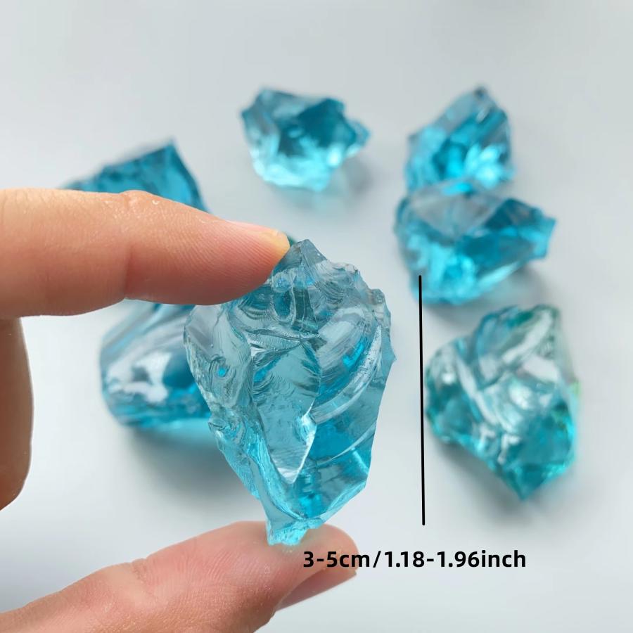 置物 オブジェ ガラス 人工 天然石風 40g ブルー 不揃い 原石風 風水