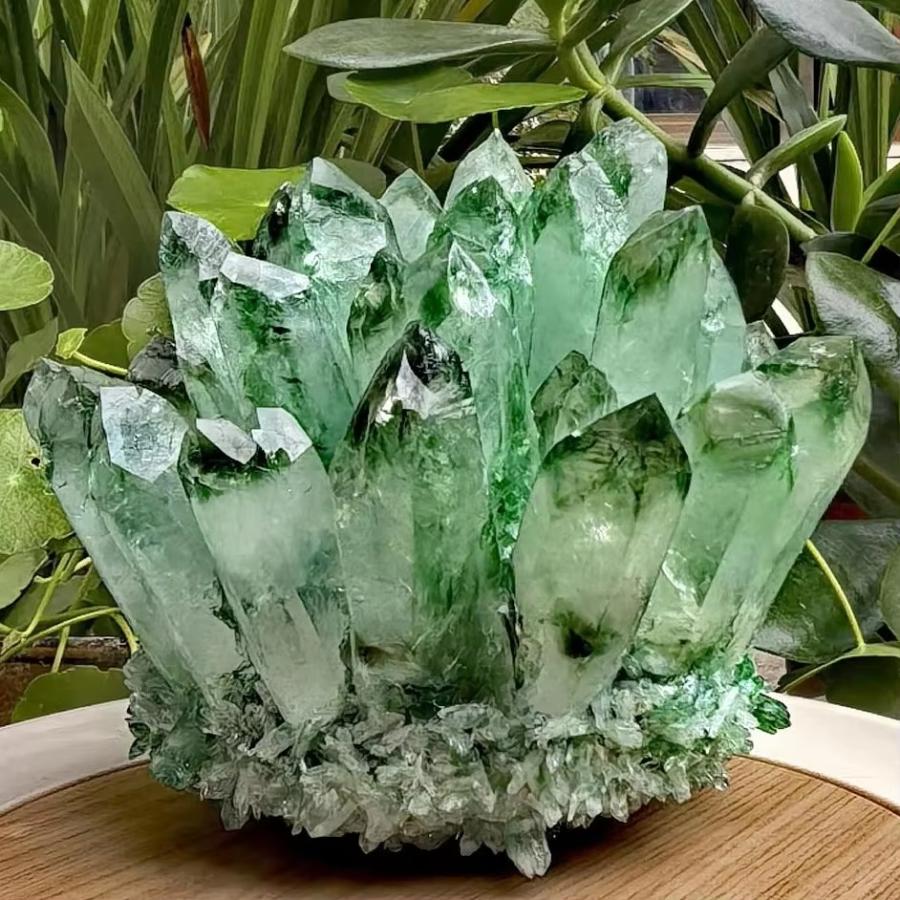 セリフォス グリーンクォーツ ☆レア☆クラスター クラスター 天然石 緑幽霊水晶 グリーンクォーツ 緑水晶 450-600g