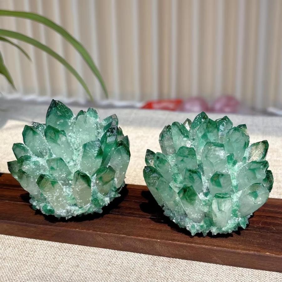 幽霊水晶　グリーンファントムクラスター クラスター 天然石 緑幽霊水晶 グリーンクォーツ 緑水晶 450-600g
