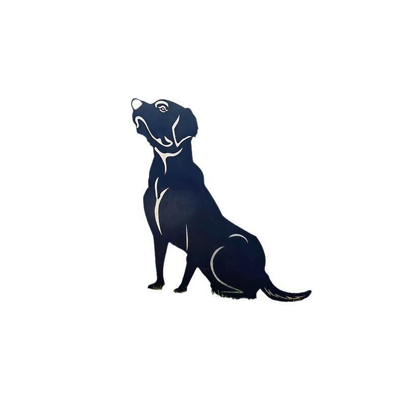 ガーデンオブジェ 犬 アイアンプレート ブラック 庭 デコレーション