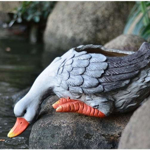 プランター アヒル 鉢植え フラワーポット 酸化マグネシウム 彫刻 リアル 美しい エレガント ダック 動物 かわいい ガーデニング 雑貨 ガーデン雑貨 ガーデン_1