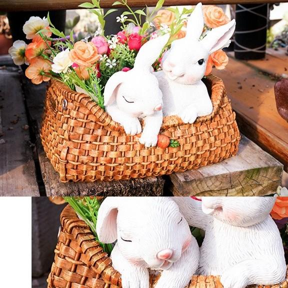 プランター うさぎ バスケット風 かわいい アニマル ウサギ 兎 動物