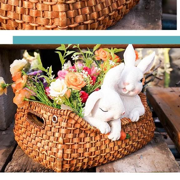 プランター うさぎ バスケット風 かわいい アニマル ウサギ 兎 動物