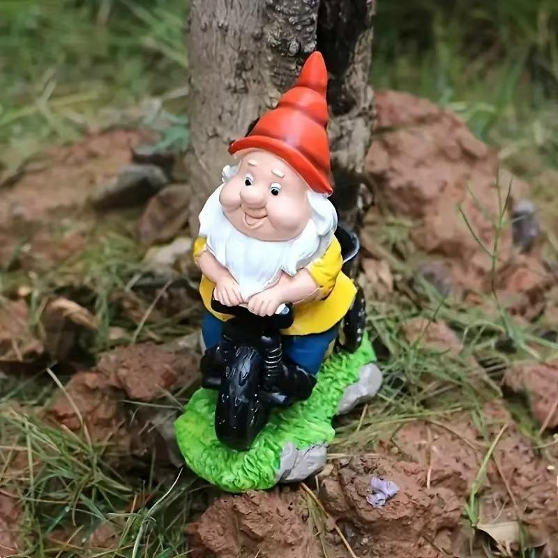 プランター 小人 自転車 樹脂 かわいい 妖精 ノーム 置物 オブジェ