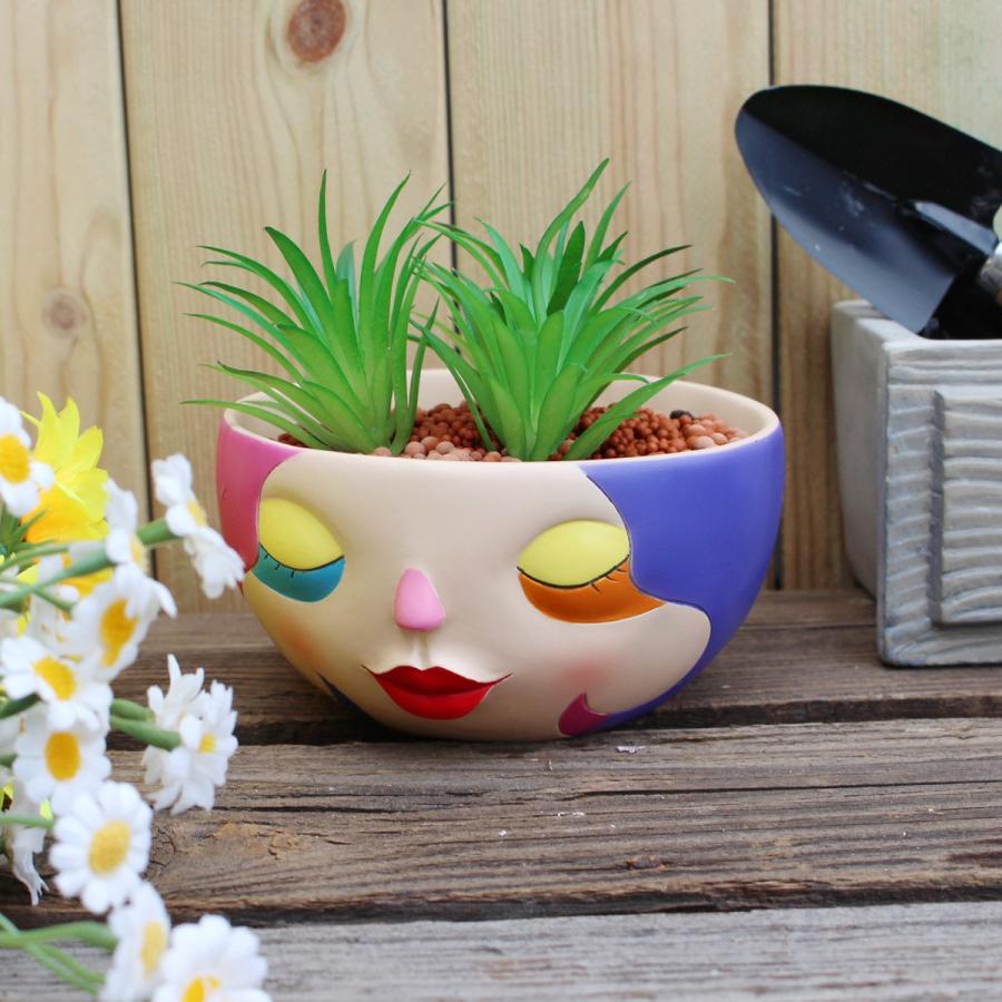 植木鉢 プランター カラフル 人の顔 フェイス ユニーク 面白い 樹脂