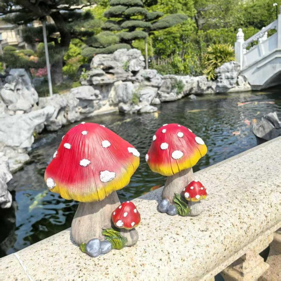 ガーデンオブジェ キノコ 赤 きのこ 樹脂 かわいい 毒きのこ ガーデン