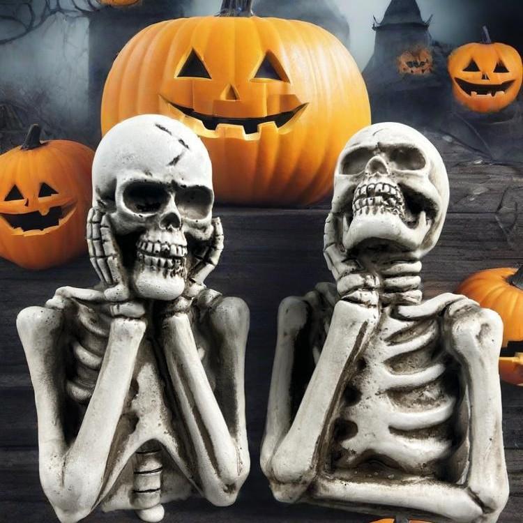 ガーデンオブジェ がいこつ ハロウィン 庭 樹脂 ホワイト 置物 スカル