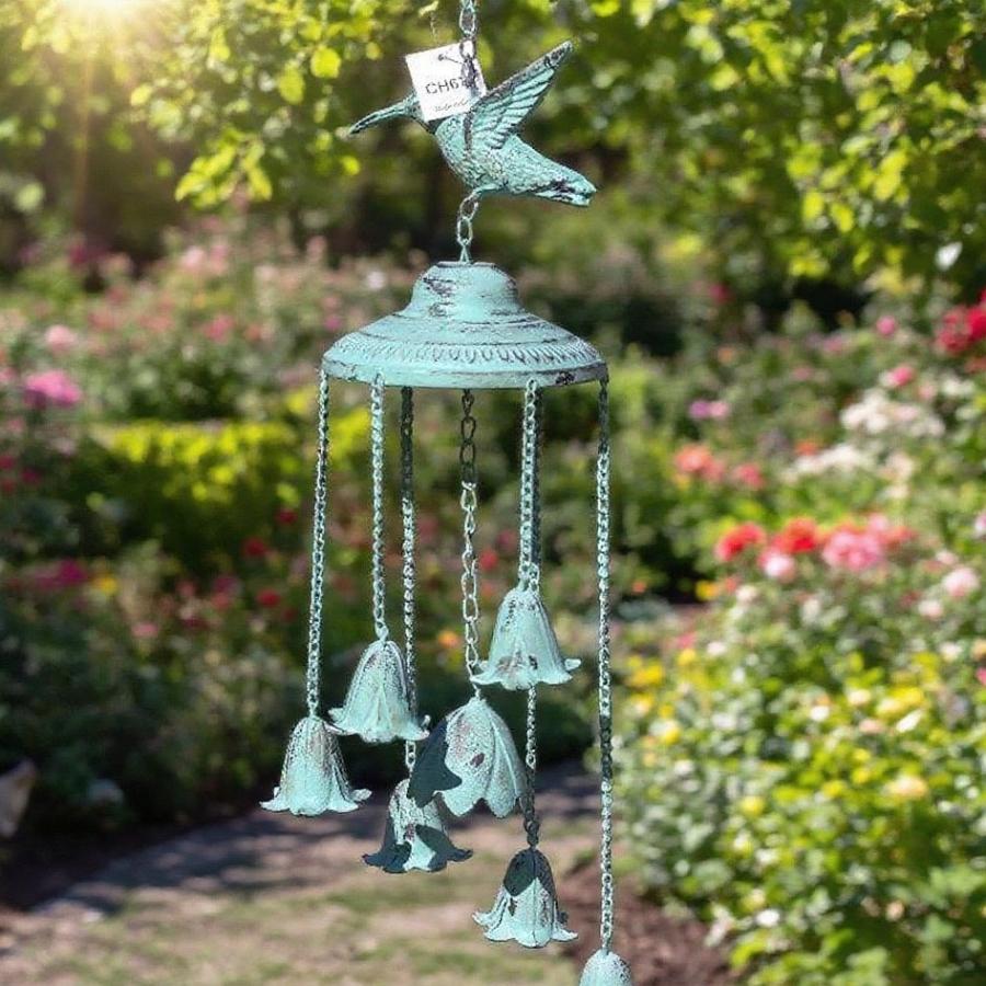 ガーデンオーナメント ウィンドチャイム ヴィンテージ調 錬鉄製 ブルー