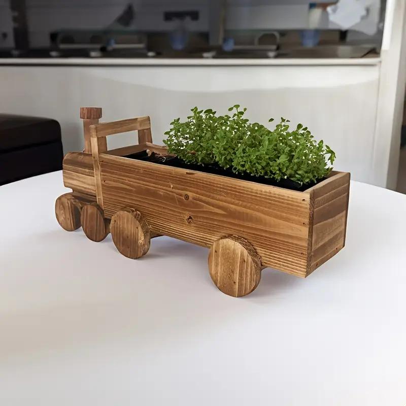 フラワーポット 木製 電車 汽車 素朴 庭 植木鉢 多肉植物 寄せ植え