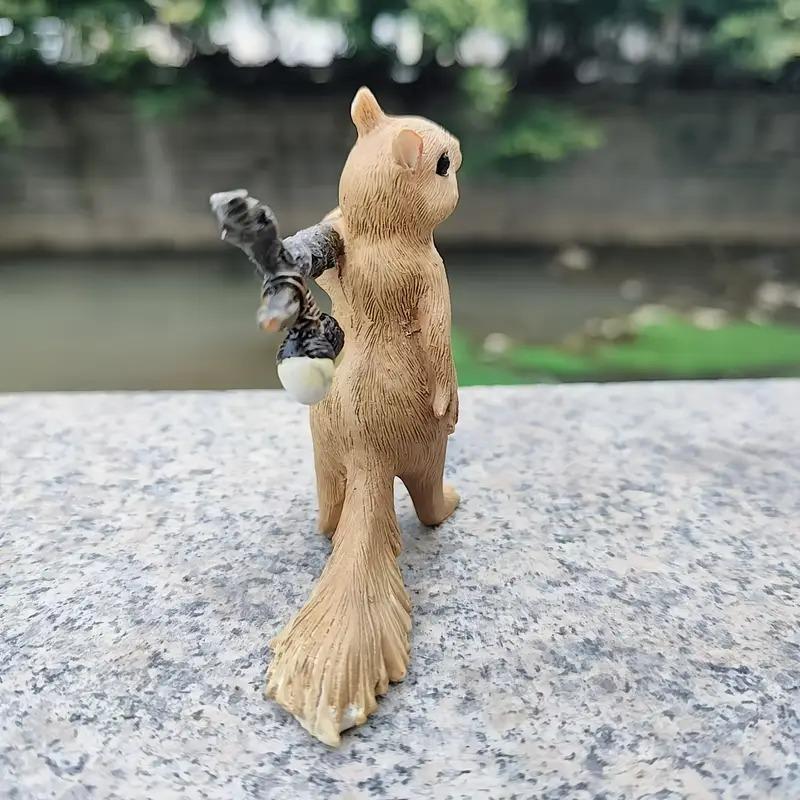 ガーデンオブジェ リス 樹脂 どんぐり 木の枝 ブラウン りす アニマル