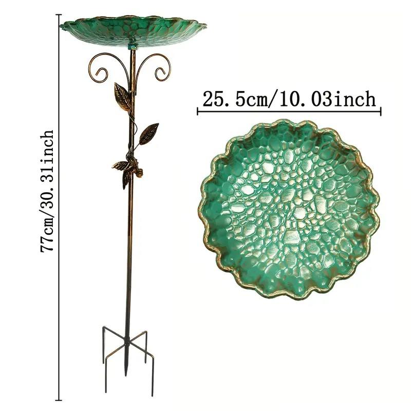 ガーデンオブジェ バードバス 金属 屋外 グリーン ブロンズ 緑 中庭