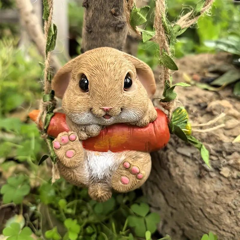 ガーデンオーナメント うさぎ にんじん ウサギ 樹脂 ゆらゆら 揺れる