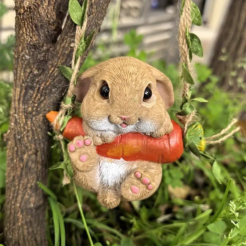 ガーデンオーナメント うさぎ にんじん ウサギ 樹脂 ゆらゆら 揺れる