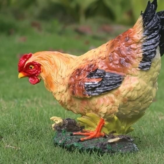 ガーデンオブジェ にわとり 樹脂 リアル 鳥 ニワトリ メス 雌 動物