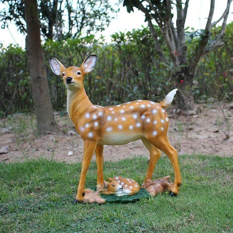 ガーデンオブジェ 鹿 親子 庭 リアル 樹脂 かわいい アニマル 動物 かわいい ガーデニング 雑貨 ガーデン雑貨 ガーデンインテリア ガーデン インテリア_1