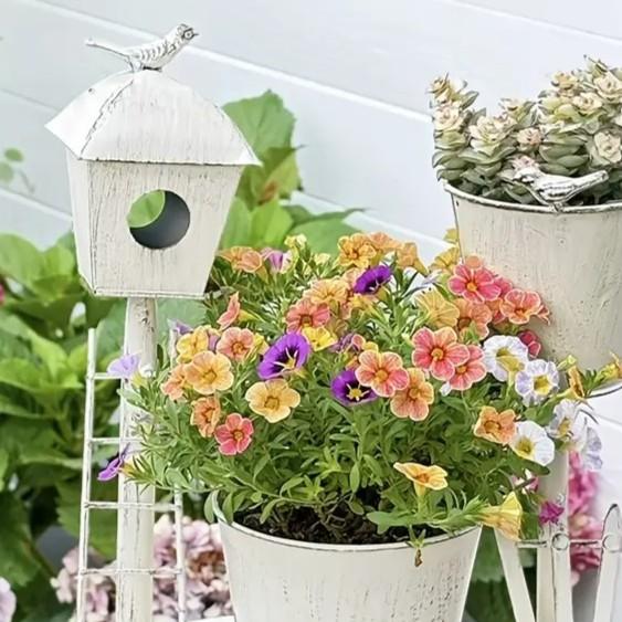 プランター 鋳鉄製 ヴィンテージ調 防錆 ホワイト シャビー加工