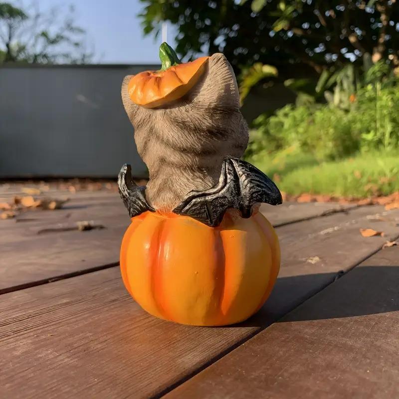 ガーデンオブジェ ねこ カボチャ ネコ ハロウィン飾り 樹脂 庭 猫