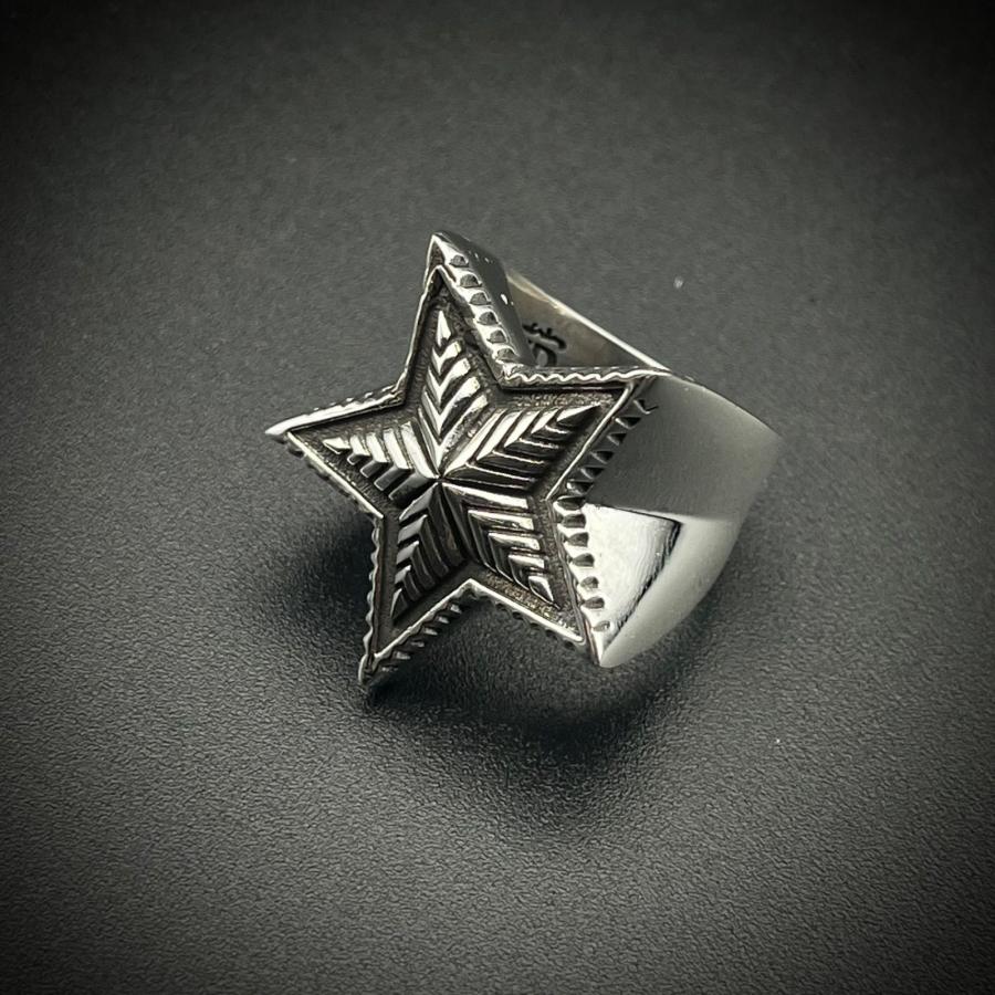 シルバー925 スター リング 星 五芒星 19号 21号 23号 メンズ レディース兼用 重厚感 幾何学模様 アンティーク調 個性派 インディアンジュエリー風 シルバー |  | 01