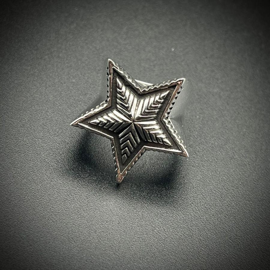 シルバー925 スター リング 星 五芒星 19号 21号 23号 メンズ レディース兼用 重厚感 幾何学模様 アンティーク調 個性派 インディアンジュエリー風 シルバー |  | 02
