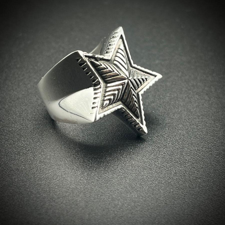 シルバー925 スター リング 星 五芒星 19号 21号 23号 メンズ レディース兼用 重厚感 幾何学模様 アンティーク調 個性派 インディアンジュエリー風 シルバー |  | 05