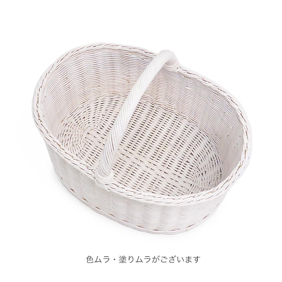 抗菌バスケット オーバルバスケット ピクニック　かご 新品未使用　ホワイト 型番027WH 天然素材の白いかごホワイトバスケット ピクニックカゴ