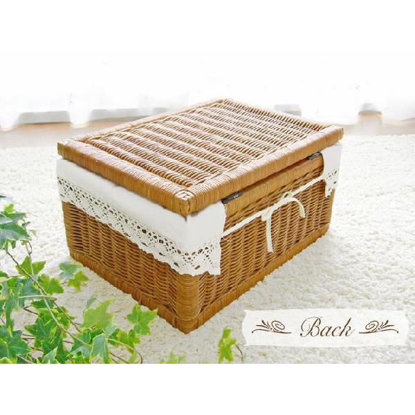 籐 かご バスケット 布付き ふた付き 蓋付き ラタン カゴ 収納ボックス