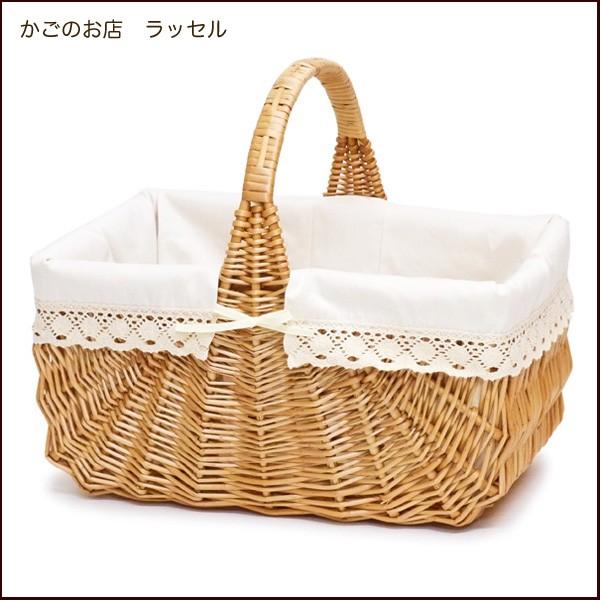 かご バスケット 布付き ピクニックバスケット 大きい かわいい