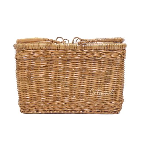 籐製　アンティーク　ハンドル付きバスケット バスケット かご Sサイズ ラタン 籐 ハンドル 付 約 幅 36cm