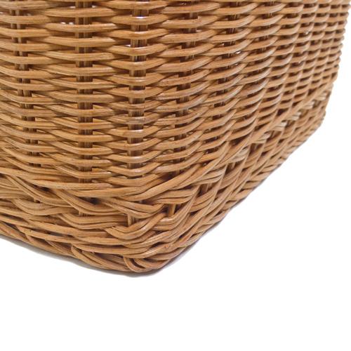 ハンドルが倒せる 籐かご バスケット ラタン ピクニックバスケット 2本