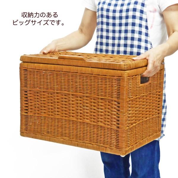 ★big 大きいサイズの籐・ラタンのバスケット　籠　用途様々♪ ビッグサイズ 大きい ふた付き 籐かご バスケット おしゃれ 収納