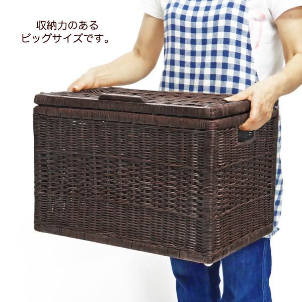 ビッグサイズ 大きい ふた付き 籐かご バスケット おしゃれ 収納カゴ