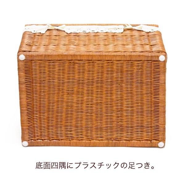 布付き ビッグサイズ 大きい ふた付き 籐かご バスケット