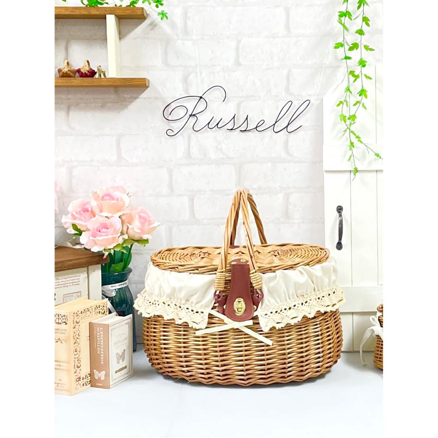 かわいい布付きピクニックバスケット 800-S 柳 バスケット かご