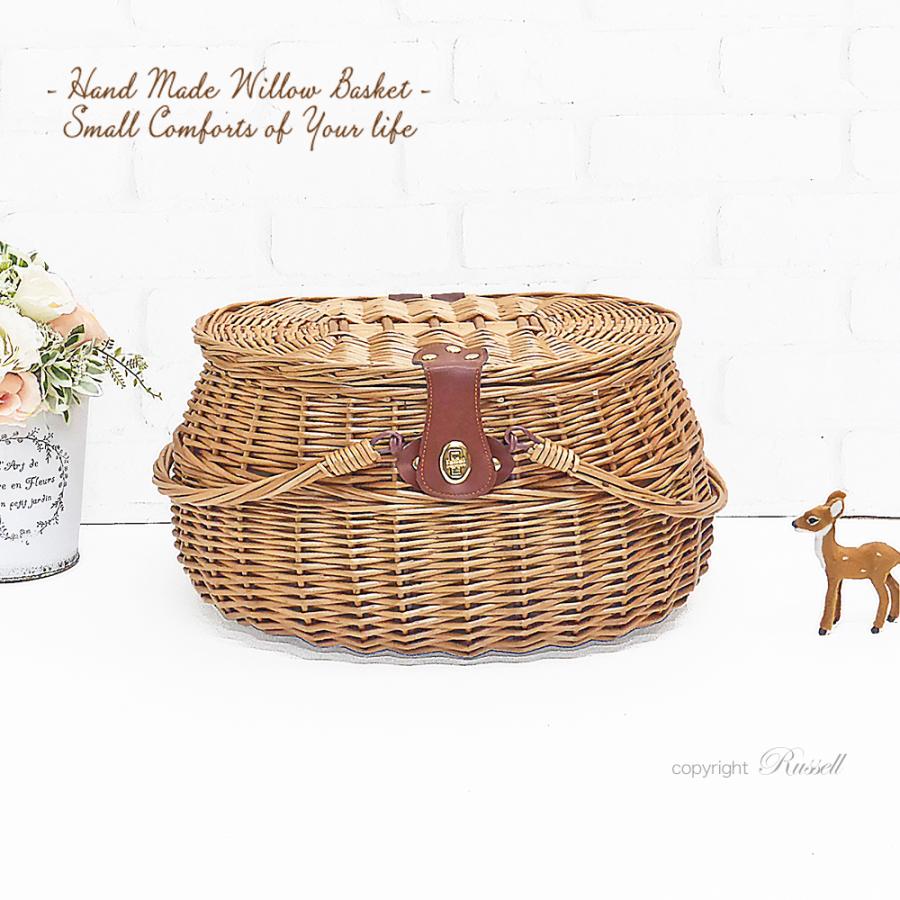 かわいい布付きピクニックバスケット 800-S 柳 バスケット かご