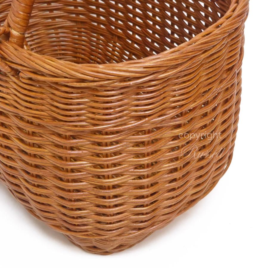 Lサイズ シンプルな籐のかごバッグ バスケットバッグ ラタンバッグ 藤