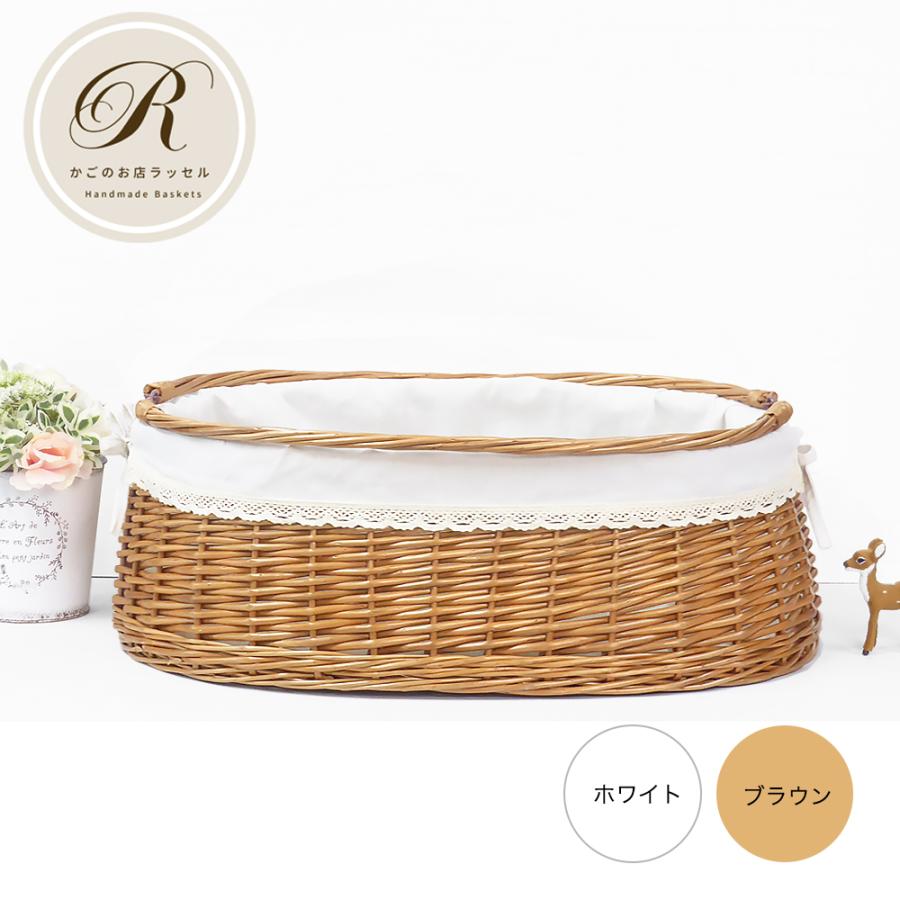 浅型 ハンドルが倒せる 布カバー付き かごバスケット 品番9030-BR