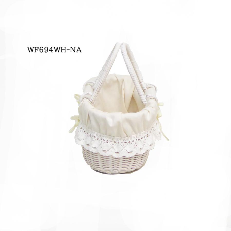 型番WF694WH-NA 布付き 白い籐のかごバッグ 籐カゴホワイト