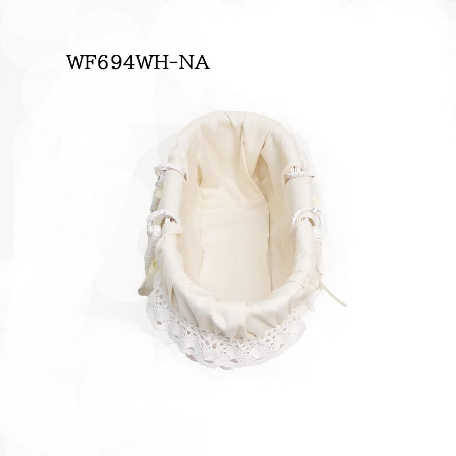 型番WF694WH-NA 布付き 白い籐のかごバッグ 籐カゴホワイト